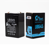 Dual Lite CH100L Battery - Replacement UB645 Universal Sealed Lead Acid Battery (6V, 4.5Ah, 4500mAh, F1 Terminal, AGM, SLA) - Includes TWO F1 to F2 Terminal Adapters