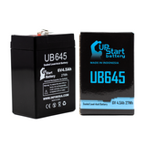 Streamlight Vulcan Battery - Replacement UB645 Universal Sealed Lead Acid Battery (6V, 4.5Ah, 4500mAh, F1 Terminal, AGM, SLA) - Includes TWO F1 to F2 Terminal Adapters