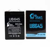 Dual Lite WEP Battery - Replacement UB645 Universal Sealed Lead Acid Battery (6V, 4.5Ah, 4500mAh, F1 Terminal, AGM, SLA) - Includes TWO F1 to F2 Terminal Adapters