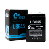 Advanced Power Systems APS46 Battery - Replacement UB645 Universal Sealed Lead Acid Battery (6V, 4.5Ah, 4500mAh, F1 Terminal, AGM, SLA) - Includes TWO F1 to F2 Terminal Adapters