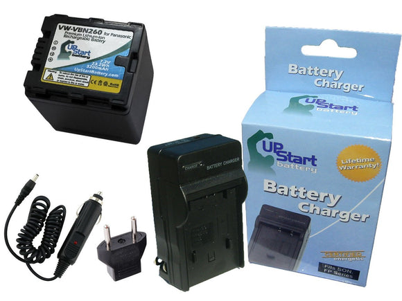 Panasonic VW-VBN130 Battery and Charger with Car Plug and EU Adapter - High Capacity