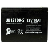 Universal Battery UB12100-S Battery - Replaces UB12100-S Universal Sealed Lead Acid Batteries (12V, 10Ah, 10000mAh, F2 Terminal, AGM, SLA, One Year Warranty)